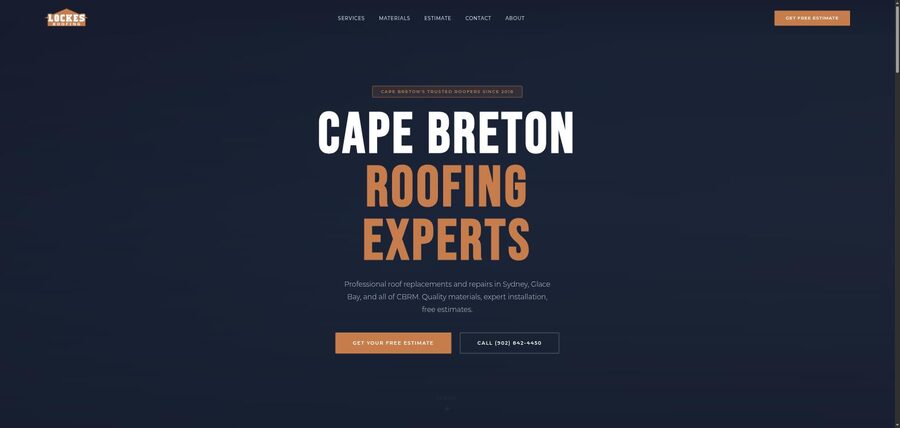Screenshot of Lockes Roofing